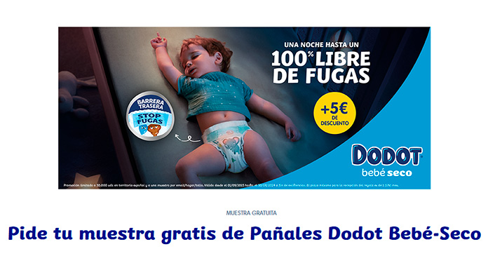 50.000 muestras de Dodot Bebé seco – Regalos y Muestras gratis